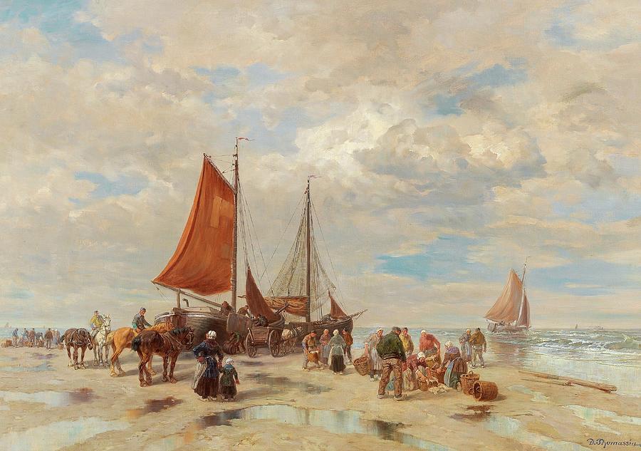 Fishermen On The Beach Painting by Desire Thomassin Fishermen On The Beach Painting by Desire Thomassin