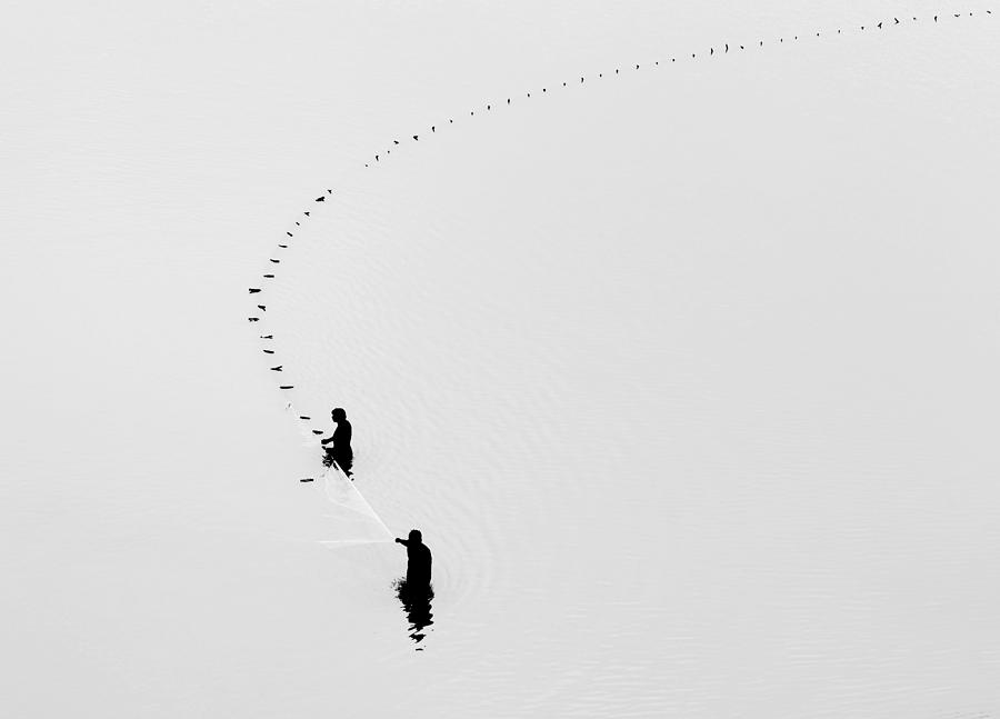 Black And White Photograph - Fishermen. by Sahidul Hassan