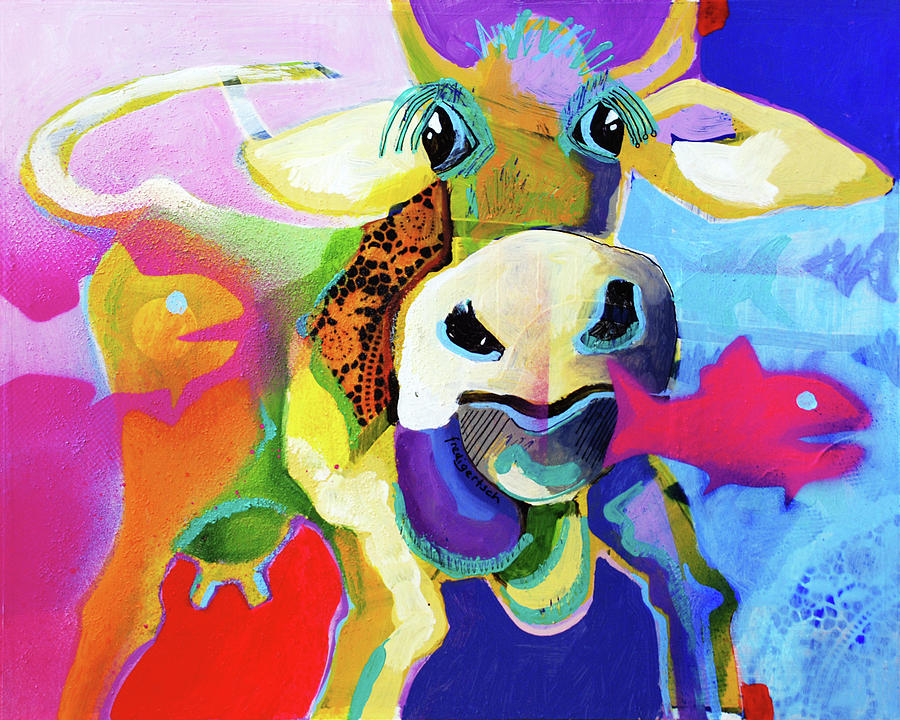 Fishers Cow Painting by Fredi Gertsch