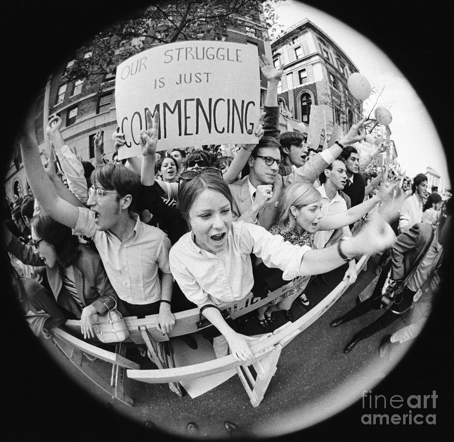 Fisheye Of Student Protest At Columbia Photograph by Bettmann
