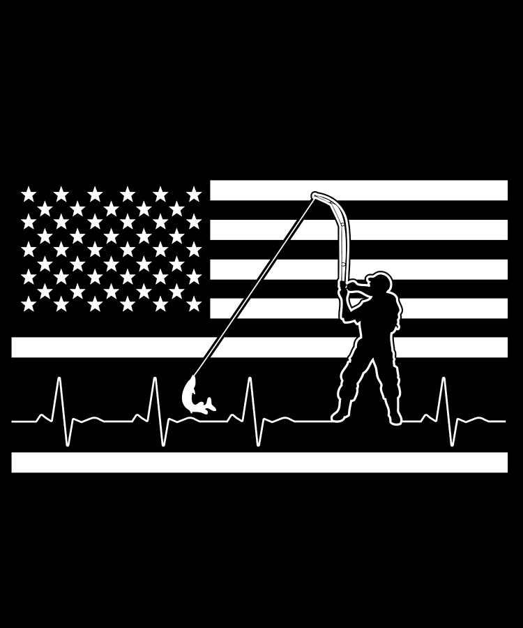 Download Fishing American Flag Fisherman Heartbeat Digital Art by ...