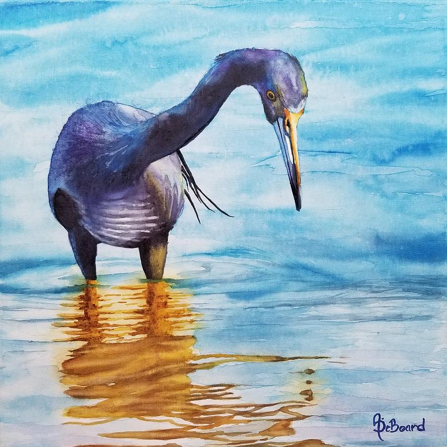 Heron Painting - Fishing  by Ashly DeBoard