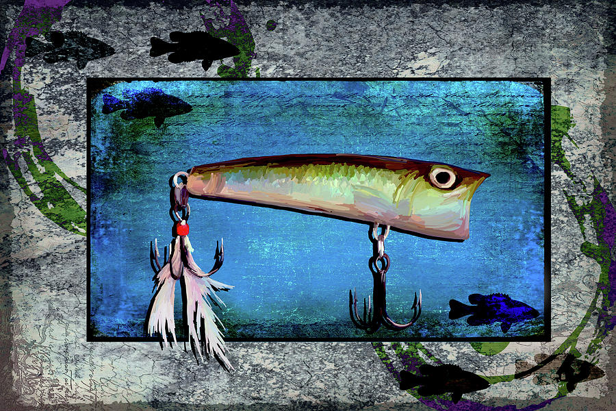Lure Mixed Media - Fishing - Bass Lure Poppy by Lightboxjournal