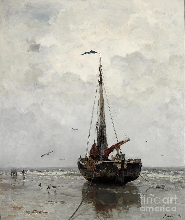 Fishing Boat, 1878. Artist Maris, Jacob Drawing by Heritage Images