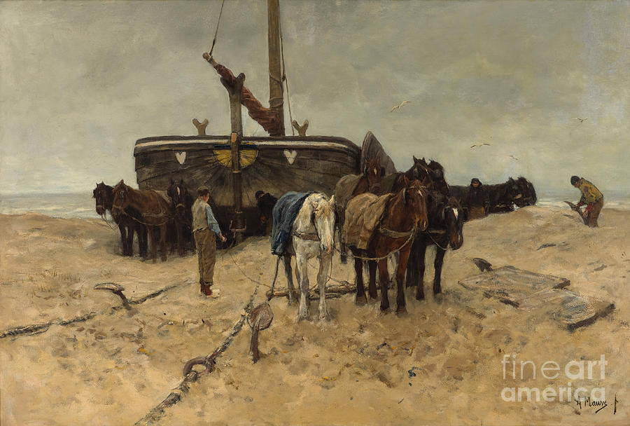 Fishing Boat On The Beach, 1882. Artist Drawing by Heritage Images