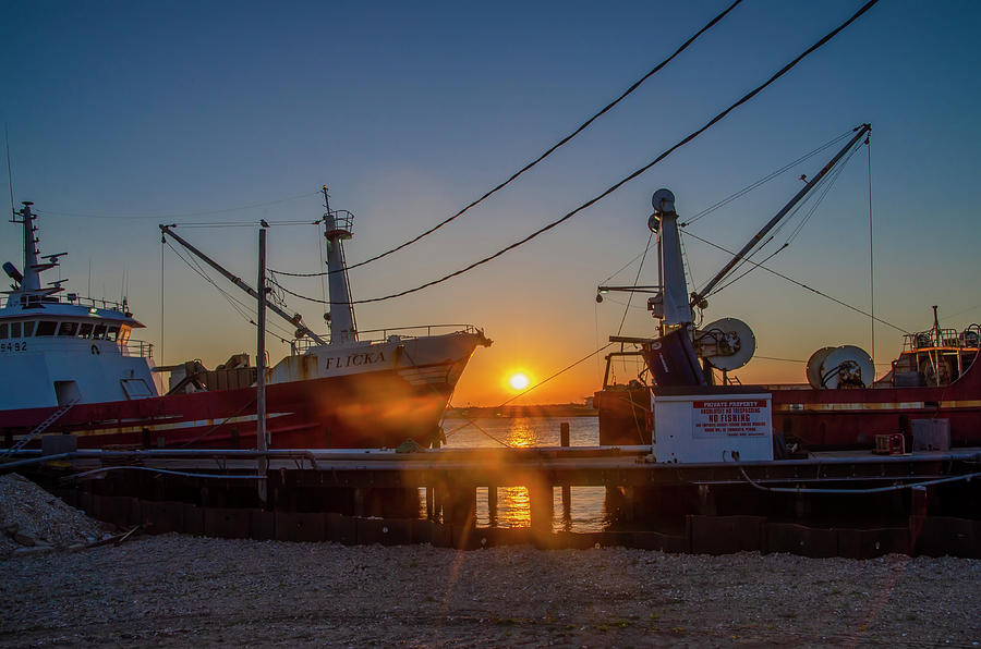 Fishing Boat Sunrise - Cape May Photograph by Bill Cannon