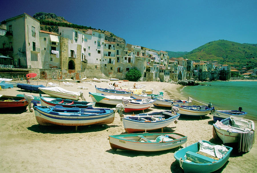 Fishing Boats At Cefalu Harbor, Cefalu Photograph by Medioimages/photodisc