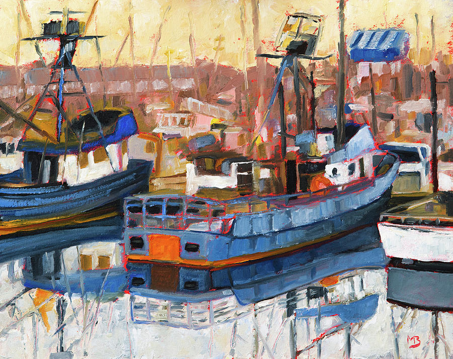 Fishing Boats at Garibaldi Harbor Painting by Mike Bergen
