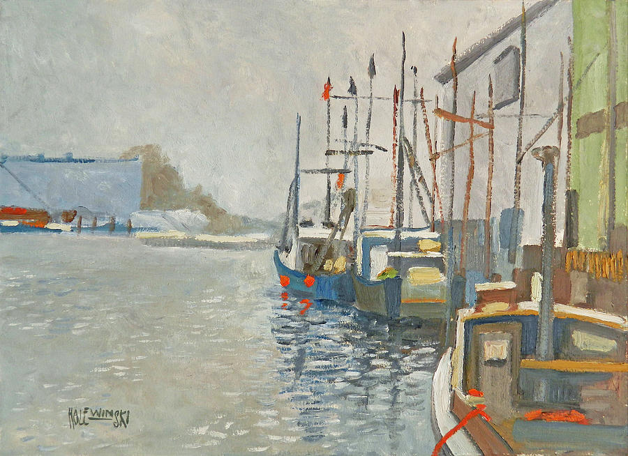 Fishing Boats Painting - Fishing Boats In The Harbor by Robert Holewinski Fishing Boats Painting - Fishing Boats In The Harbor by Robert Holewinski
