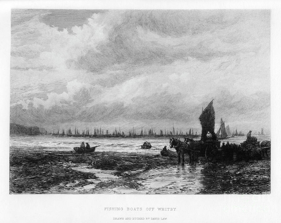 Fishing Boats Off Whitby, North Drawing by Print Collector