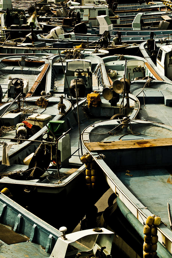 Fishing Boats Packed Together Photograph by Image By David Koiter