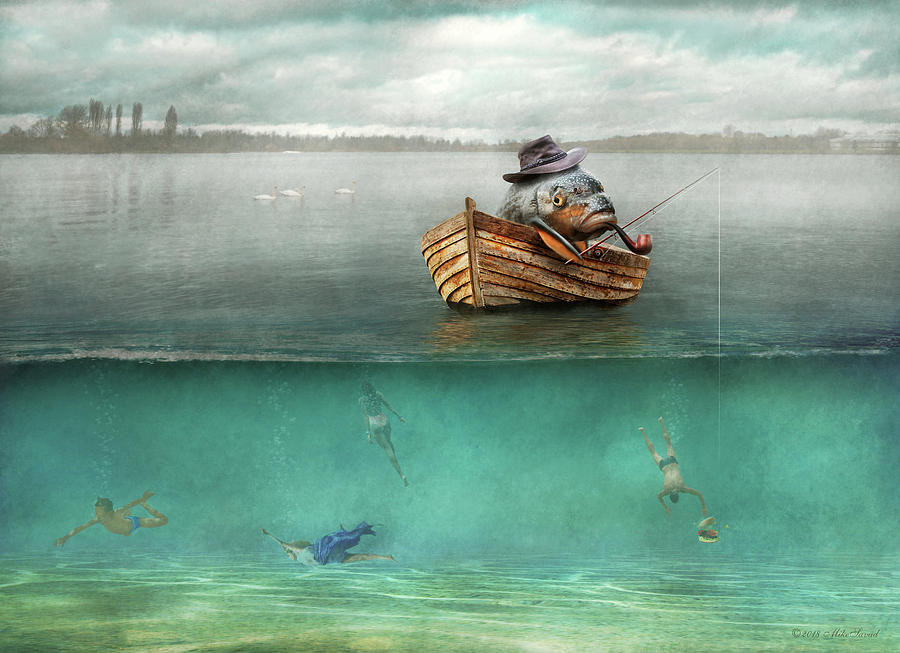 Fish Digital Art - Fishing - Catch of the day by Mike Savad