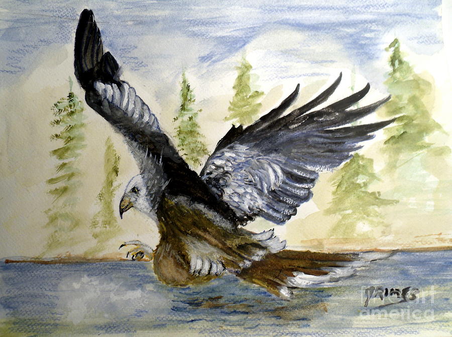 Fishing Eagle Painting by Carol Grimes