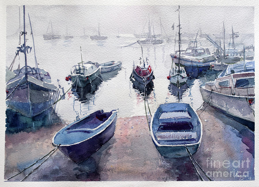 Boats Painting - Fishing harbor by Igal Kogan Boats Painting - Fishing harbor by Igal Kogan