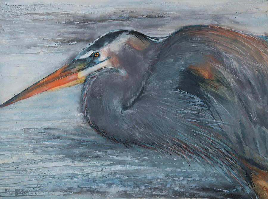 Heron Painting - Fishing Heron by Jani Freimann