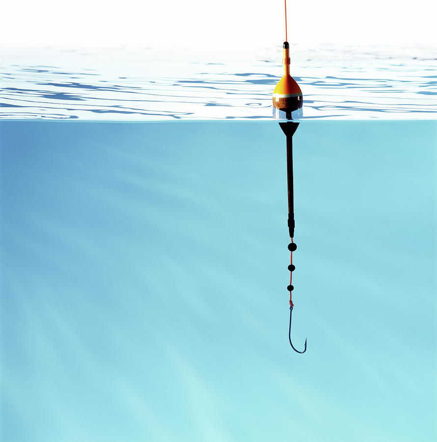 Fishing Hook And Float, Hook Under Water by Pier