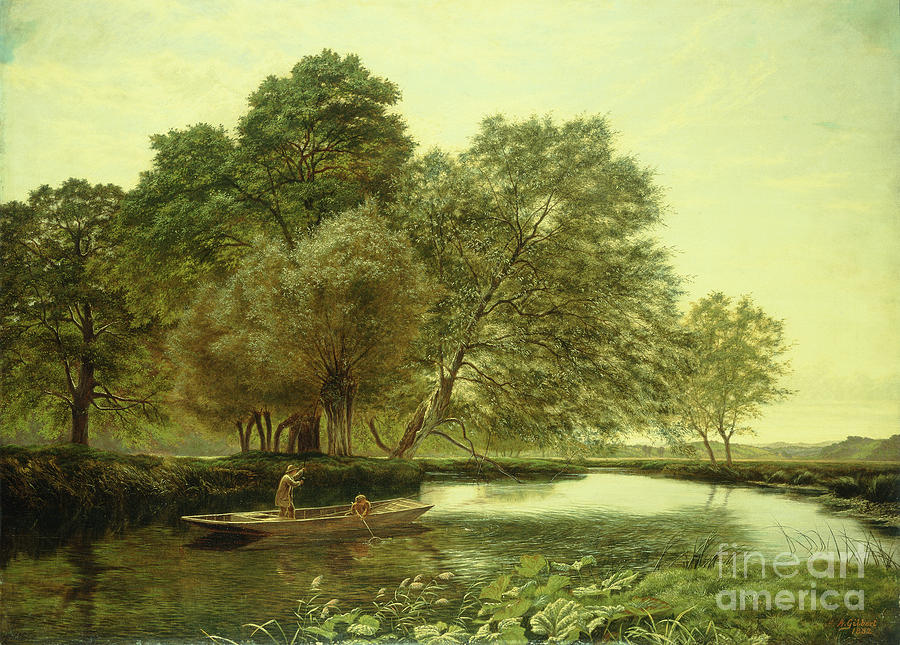 Fishing On A Summer Afternoon, 1882 Painting by Arthur Gilbert