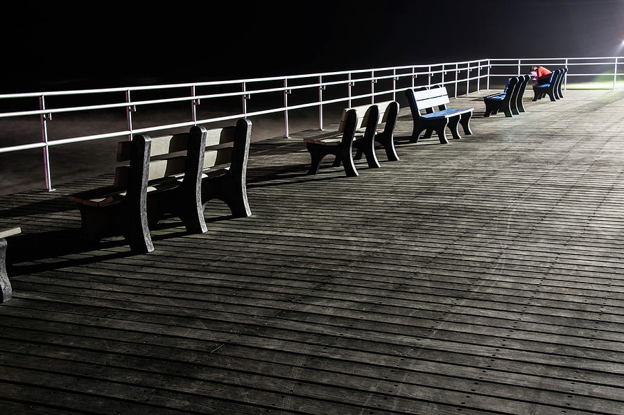 Fishing Pier at Night Photograph by Alan Goldberg