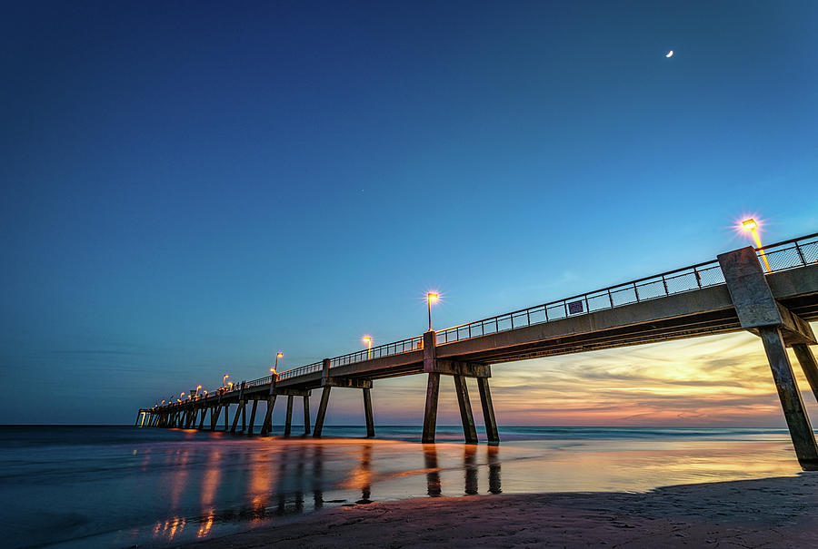 Sunset Photograph - Fishing Pier at Night by Mike Whalen