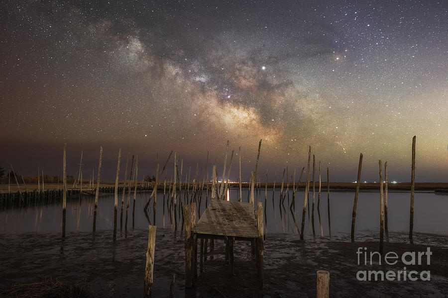 Landscape Photograph - Fishing Pier Under The Milky Way  by Michael Ver Sprill