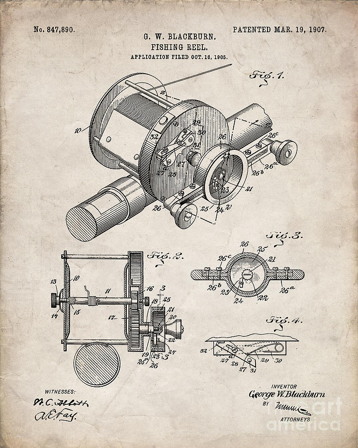 1931 Pflueger Salt Water Reel 8x10 Printable Patent Print Angler Gift Art Fishing Decor Digital Download Patent Printable Download