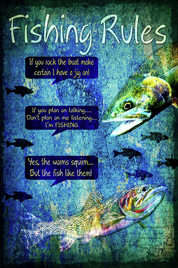 Fish Mixed Media - Fishing Rules by Lightboxjournal
