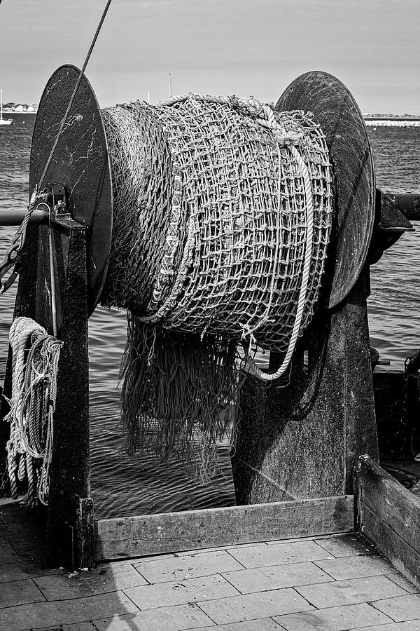 Fishing Troller Nets BW Photograph by Susan Candelario
