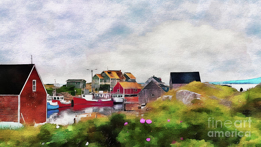  Peggys Cove Fishing Village  Painting by Elaine Manley