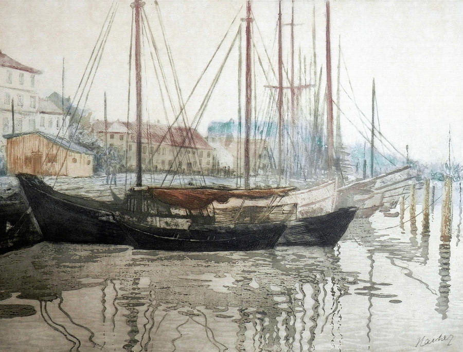 Fishing Wharf Painting by Karl Hachez