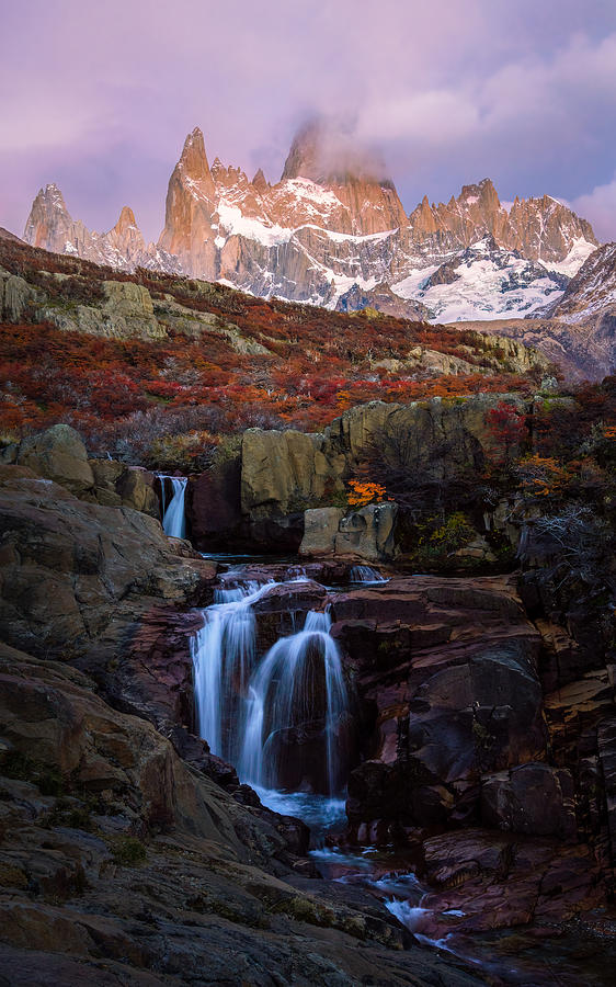 Landscape Photograph - Fitz Roy And Her Falls by John J. Chen