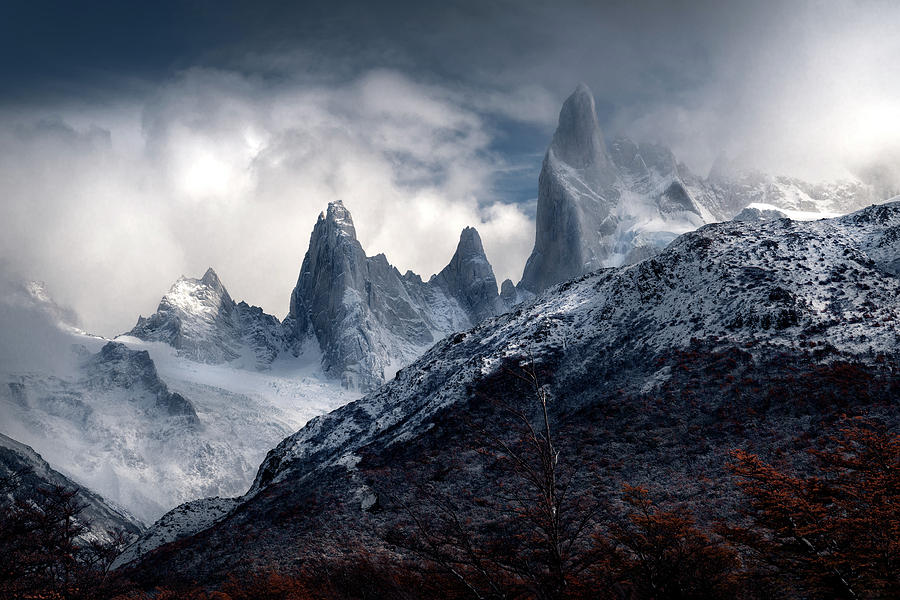 Winter Photograph - Fitz Roy Covered In Clouds by Christian Scheiffele