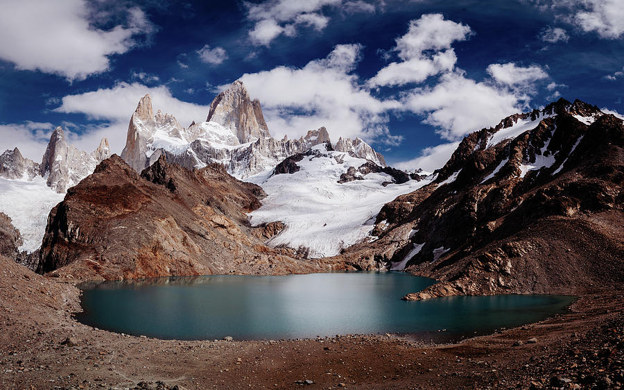 Fitz Roy with Lake in Argentinean Patagonia Photograph by Kamran Ali