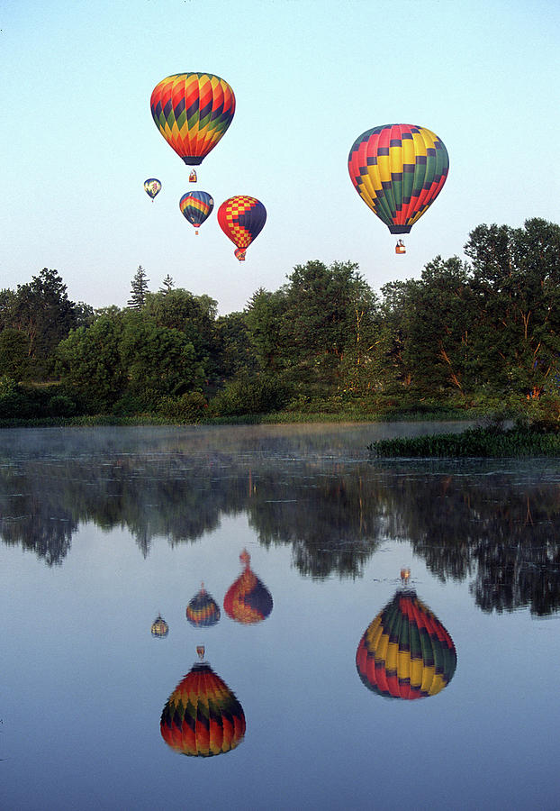 Five Balloons and Reflections Photograph by Bill Cain