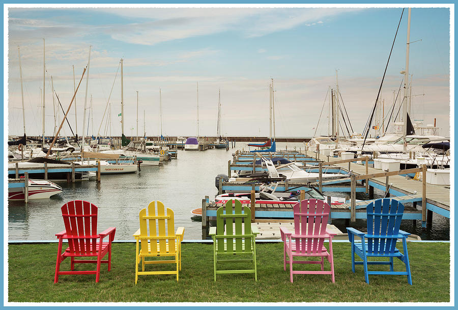 Boat Photograph - Five Chairs, Port Sanilac, Michigan 14-color by Monte Nagler