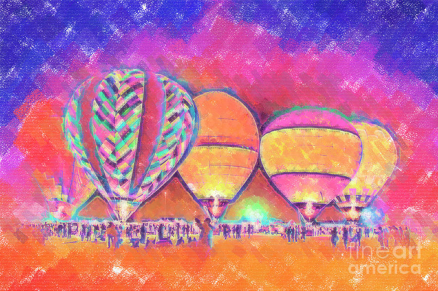 Five Glowing Hot Air Balloons In Pastel Digital Art by Kirt Tisdale