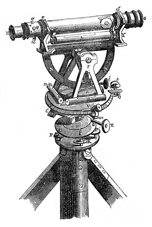 Five Inch Theodolite, 1866 Drawing by Print Collector