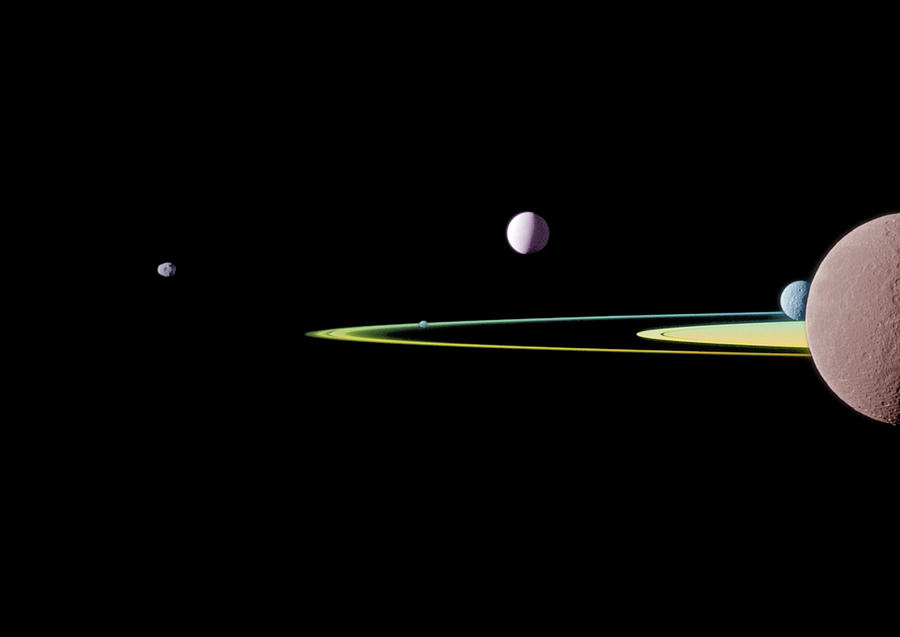 Five Of Saturns Moons Photograph by Science Source
