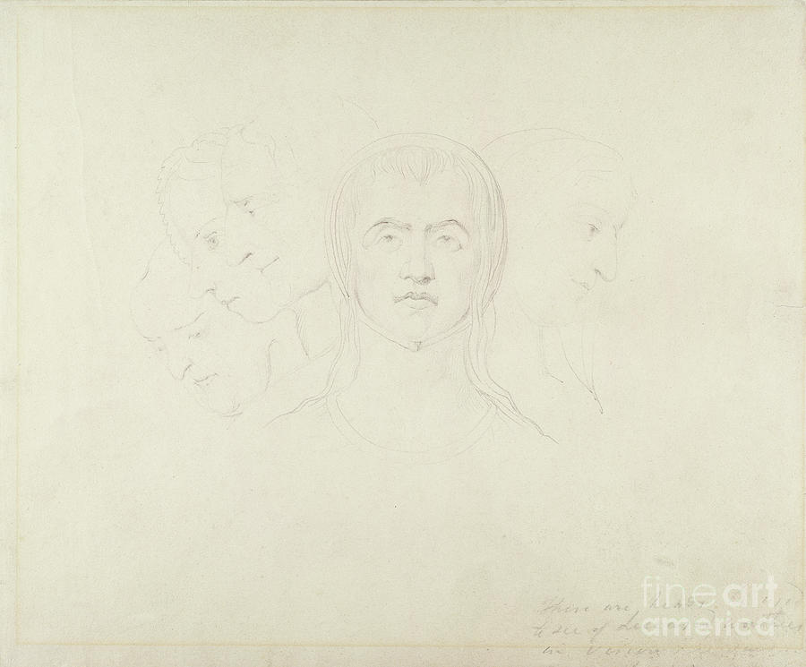 Five Visionary Heads Of Women, C.1820 Drawing by William Blake - Fine ...