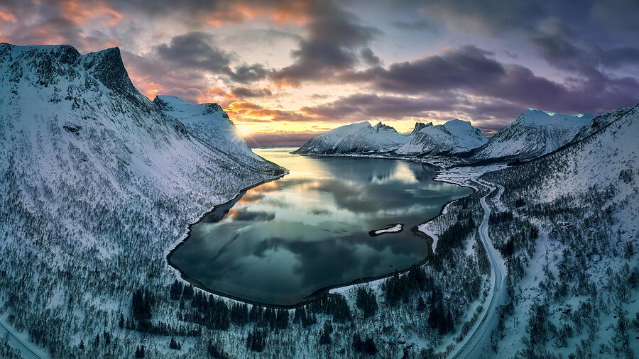 Sunset Photograph - Fjord At Sunset by Ricardo Gayan