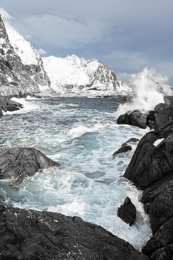 Fjord With Surf In Winter Landscape Of Photograph by Relaxfoto.de