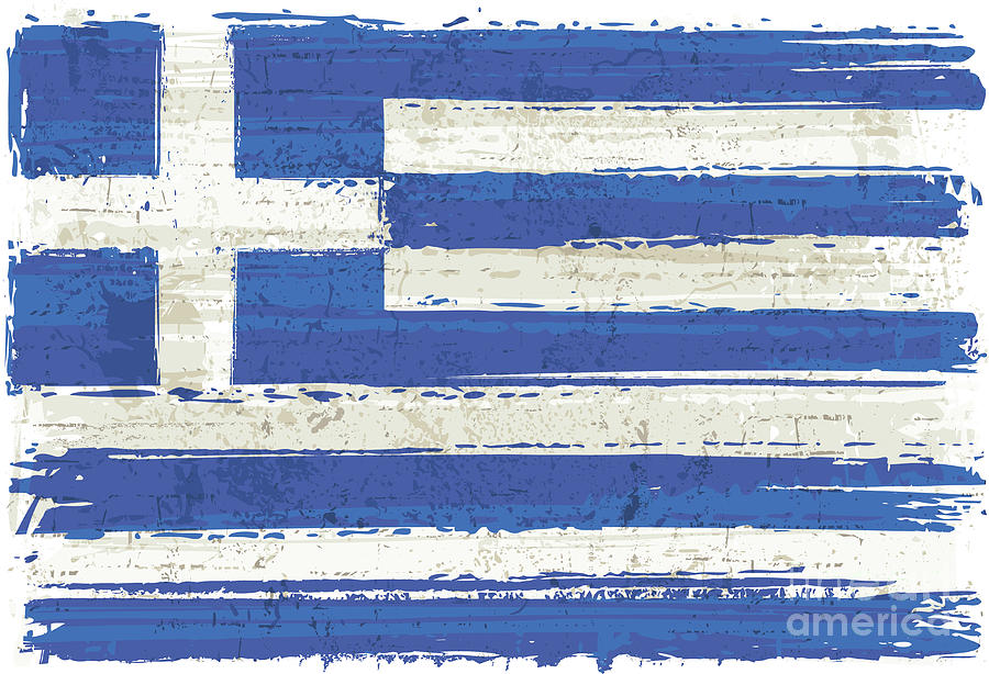 Flag Of Greece On Wall Digital Art by Shanina