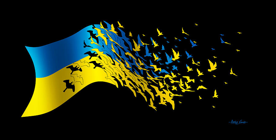 Flag Of Ukraine Bird Series Artist Singh Mixed Media By Artguru Official Maps 1636