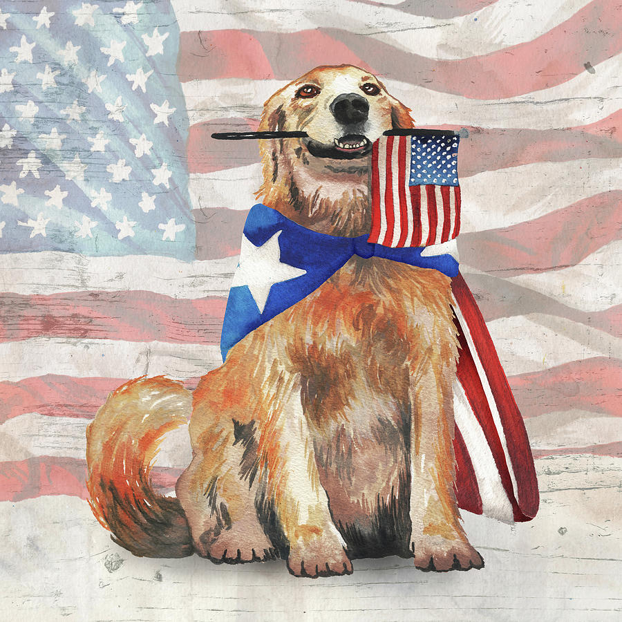 Flag Waving Pup Mixed Media by Elizabeth Medley - Pixels