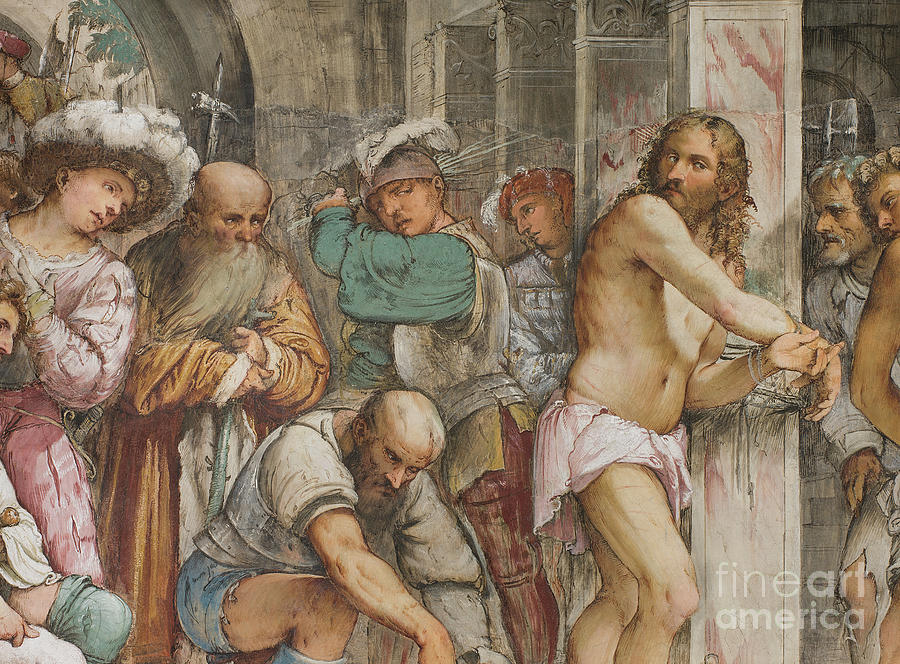 Flagellation Of Christ By Jerome Romanino, 1519, Detail Painting by Girolamo Romanino