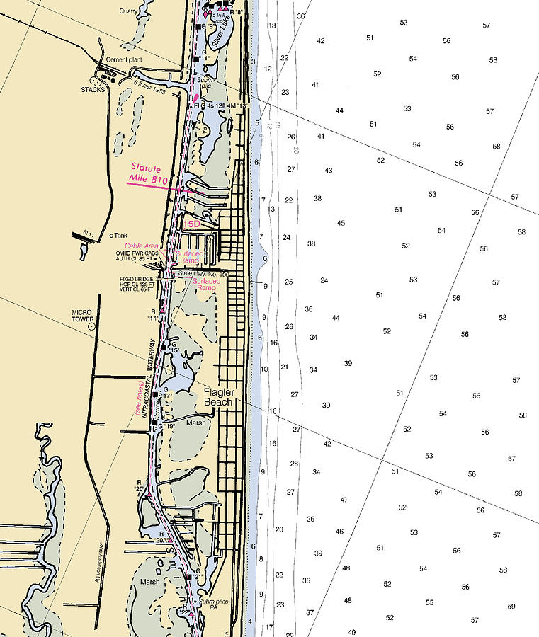 Flagler Beachflorida Nautical Chart Mixed Media by Bret Johnstad