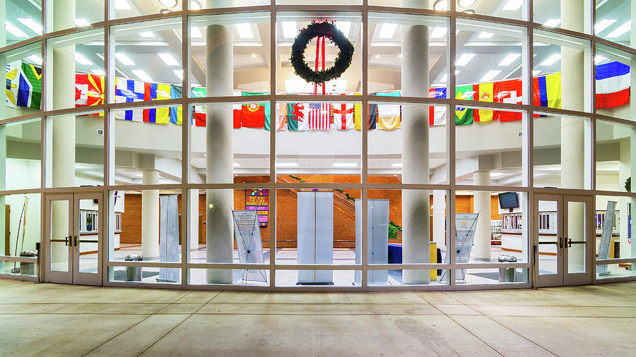 Flag Photograph - Flags at the King University Student Center Complex by Greg Booher