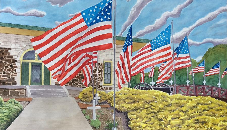 Flags Out For Memorial Day 19 At The Ringgold Depot Painting By Jody Whittemore Fine Art America