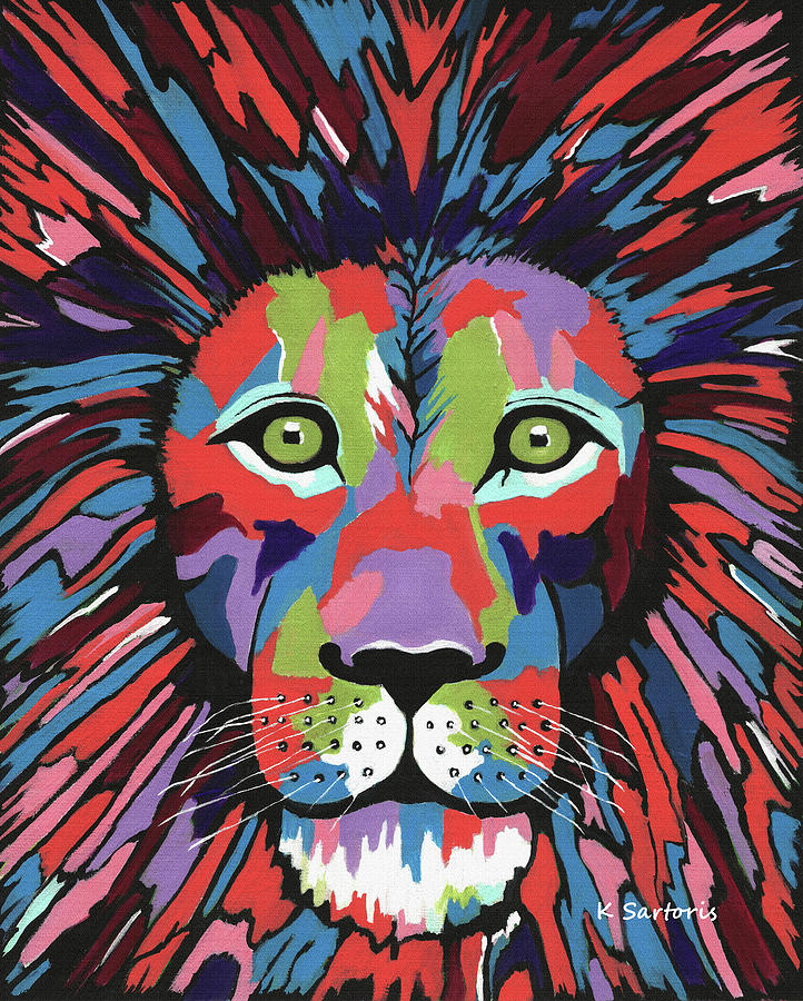 Lion Mixed Media - Flamboyant Lion by Sartoris Art