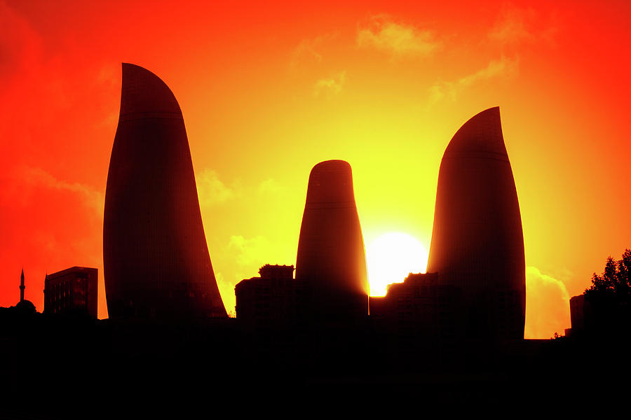 Sunset Photograph - Flame Towers by Iryna Goodall