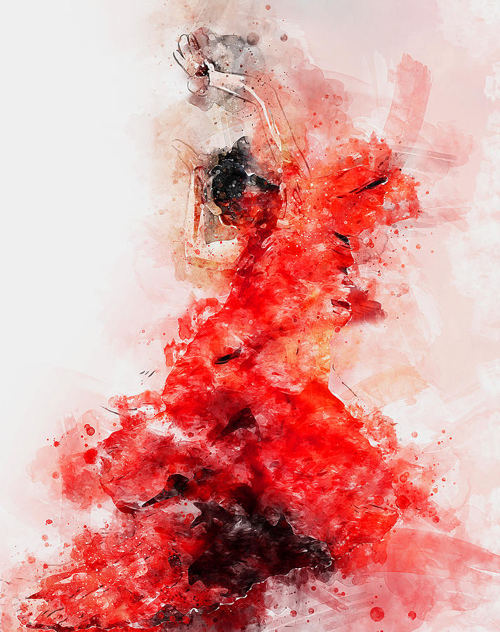 Flamenco Dancer - 09 Painting by AM FineArtPrints